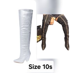 Silver Women's Over-the-Knee Boots